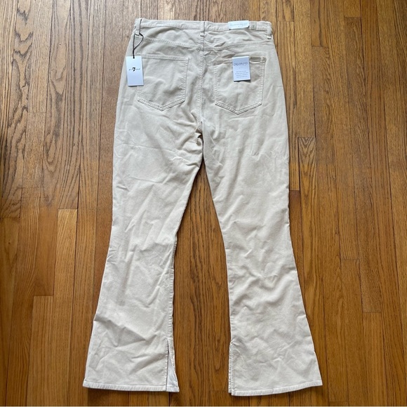 7 For All Mankind Ultra High Rise Skinny Boot Corduroy Pants Cream Size 34 NWT - Picture 4 of 8